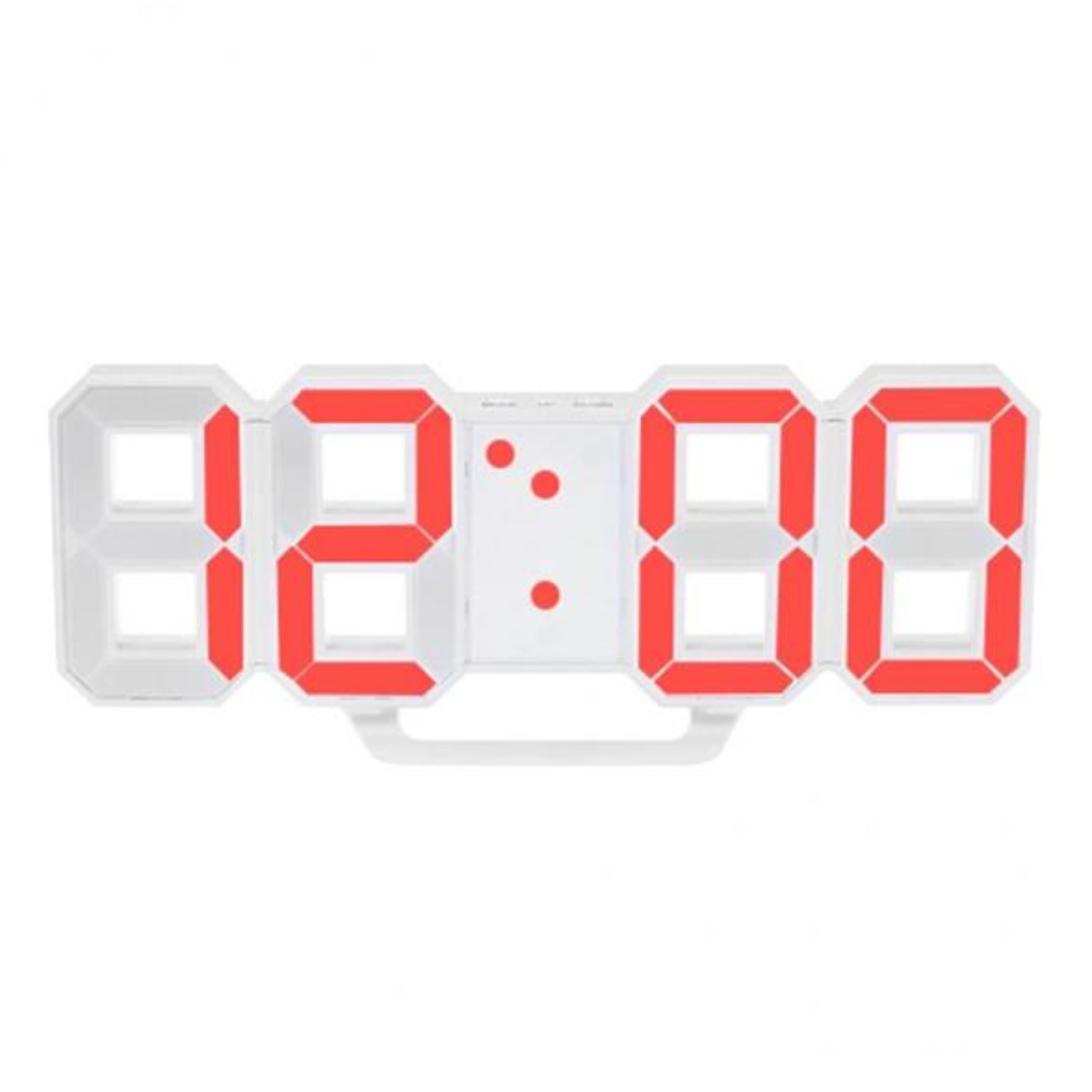 ساعت دیجیتال سه بعدی بدنه سفید نورقرمز مدل X Segment Clock