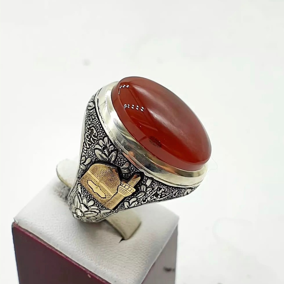 انگشتردست سازنقره مدل فیلی سنگ عقیق یمنی زیبا