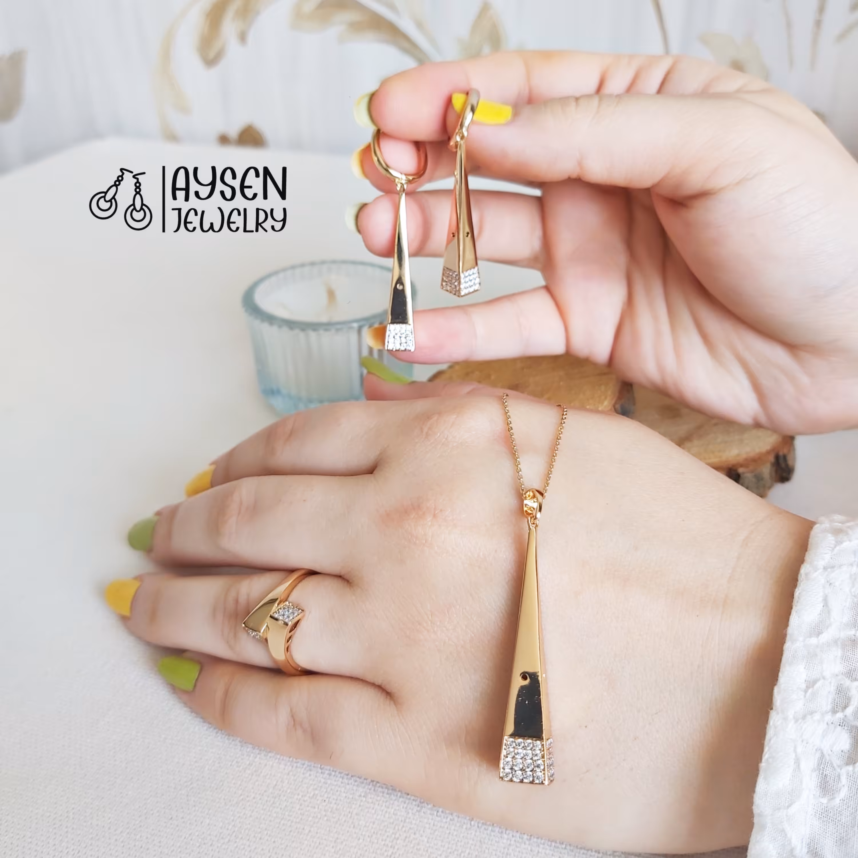 سرویس زیبای هرمی ژوپینگ مشابه طلا