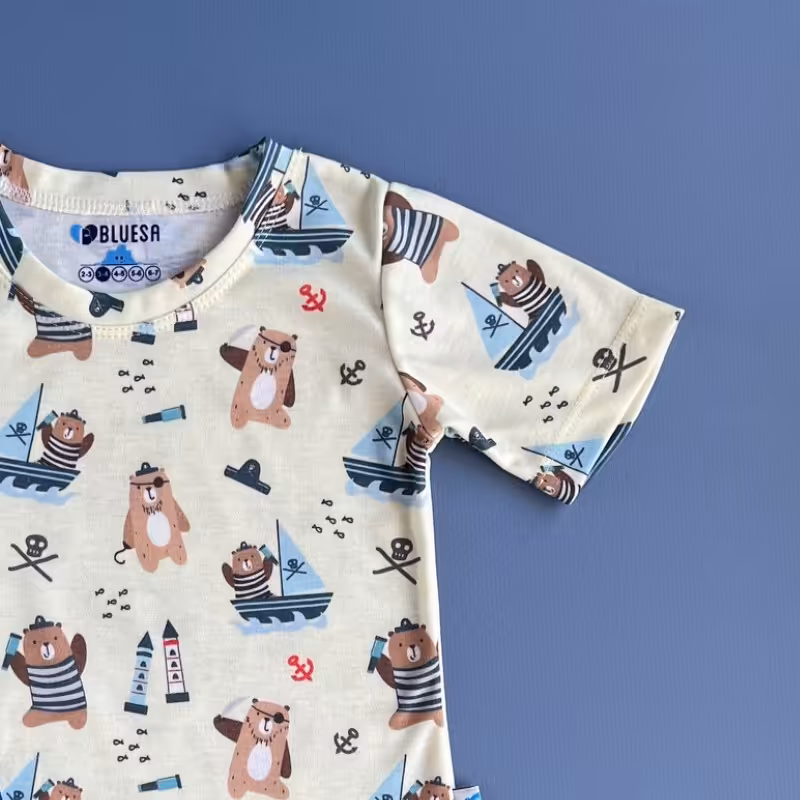 تیشرت دخترانه و پسرانه تمام چاپ طرح خرس ملوان