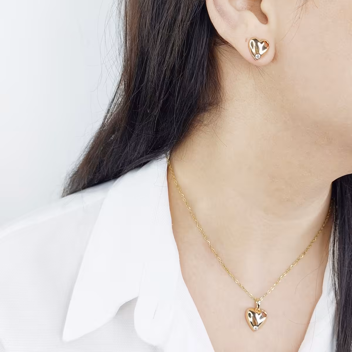 نیمست قلب نگین دار برند ژوپینگ کد 10472