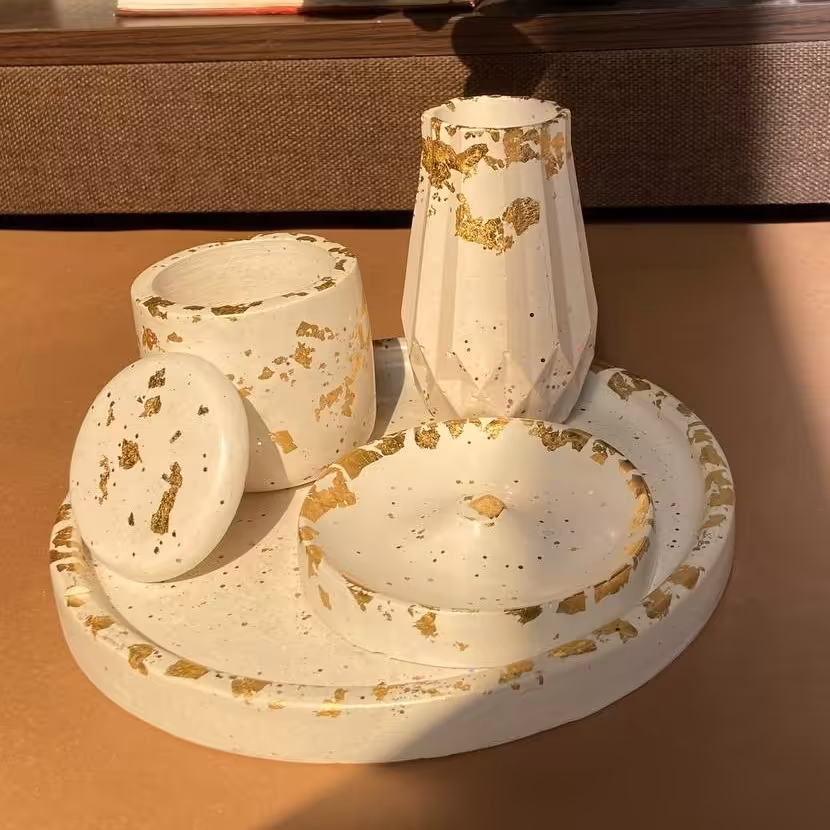 ست دکوری گلدان و بانکه جاعودی سنگ مصنوعی ضد آب 