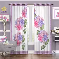 پرده پذیرایی دو قواره پانچ گلدار طرح گلهای رنگی کد S1182