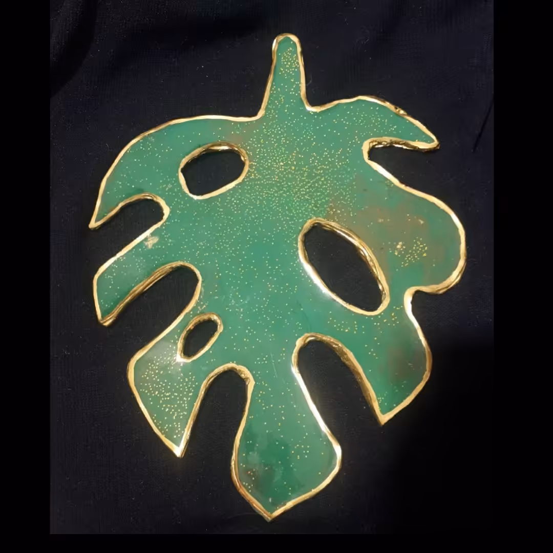 زیرلیوانی رزینی طرح برگ انجیری با قالب کاملا دست ساز