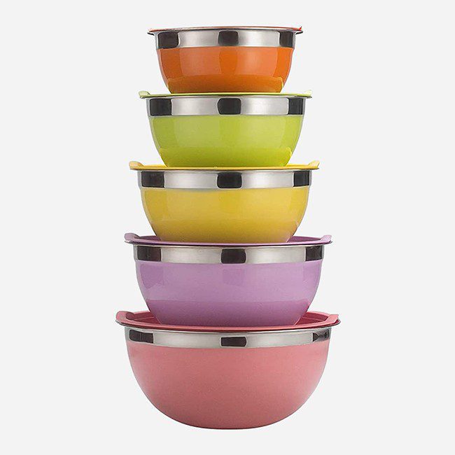 ست 10 پارچه کاسه درب دار تمام رنگی