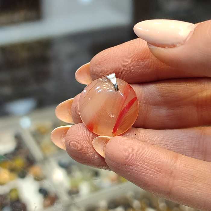 گردنی عقیق مصور رگه دار خونی فاخر