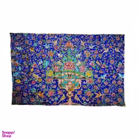 کادوپیچ پارچه ای ترمه طراحان ایده مدل کاشی گل و مرغ کد 0515 سرمه ای روشن