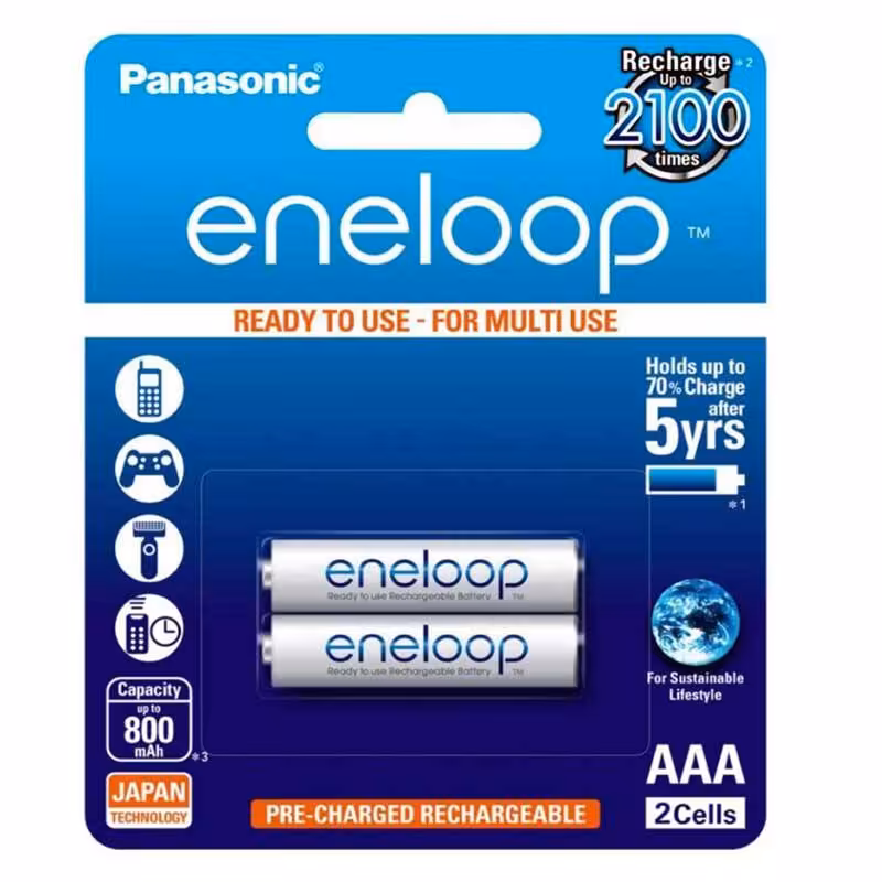 باتری 2 تایی نیم قلمی شارژی Panasonic Eneloop BK-4MCCE