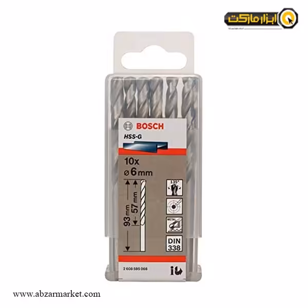 ست مته آهن HSS-G بوش 10 عددی قطر 6 مدل 2608595066
