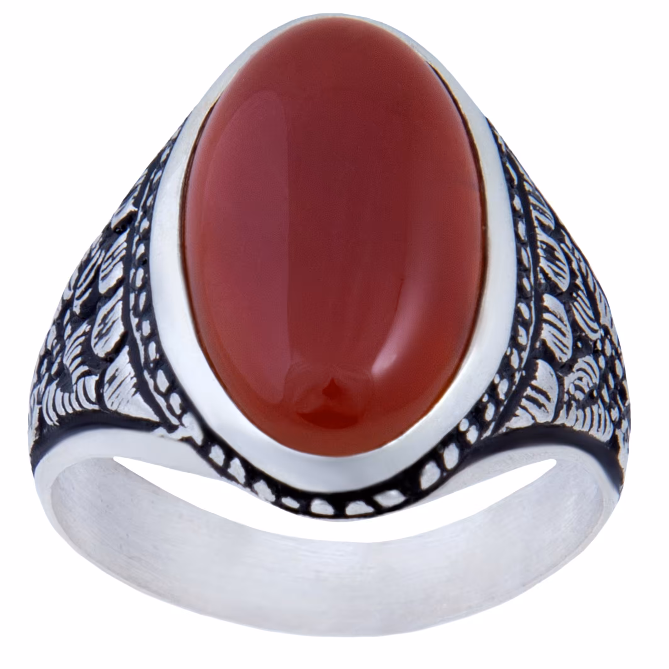 انگشتر نقره مردانه بازرگانی میلادی مدل سنگ عقیق رکاب سیلندری مدرن کد AM072