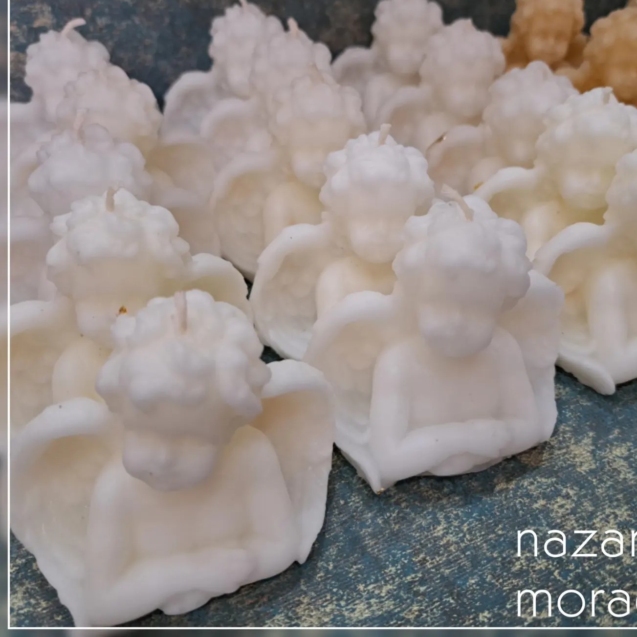 شمع فرشته ارتفاع7 سانت رنگ کرمی و سفید قابل اجرا در هر رنگی استفاده شده از پارافین یک درصد سفید سبک بدون بو ساعت سوخت با