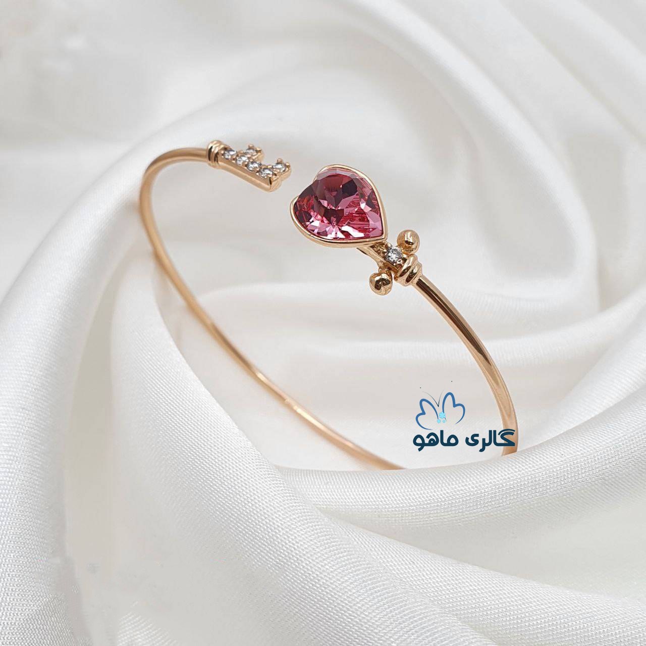 دستبند النگویی ژوپینگ قلبی با نگین سواروسکی کد DAXP653 رنگ ثابت و ضدحساسیت