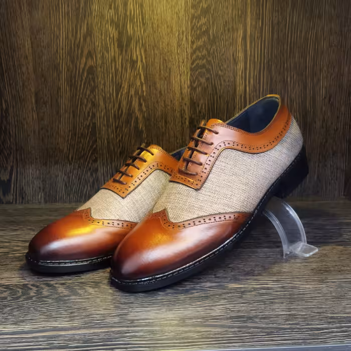 کفش ترکیبی چرم طبیعی و کنف 