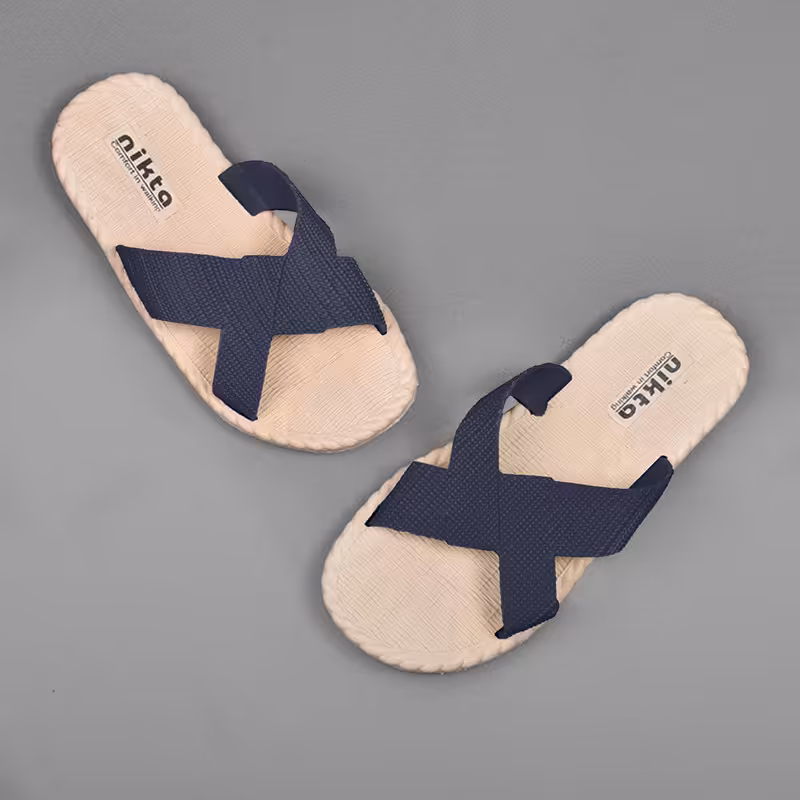 دمپایی زنانه نیکتا مدل ضربدری کد 274514 رنگ سرمه ای سایز 37 تا 40