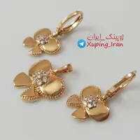 نیم ست ژوپینگ بچگانه ظریف طلایی پاپیون Xuping نیمست دخترانه پاپیونی کوچک ریز گوشواره آویز بدون زنجیر کادو هدیه