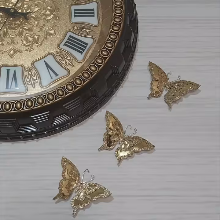 استیکر دیواری پروانه طلایی (سه عددی) 