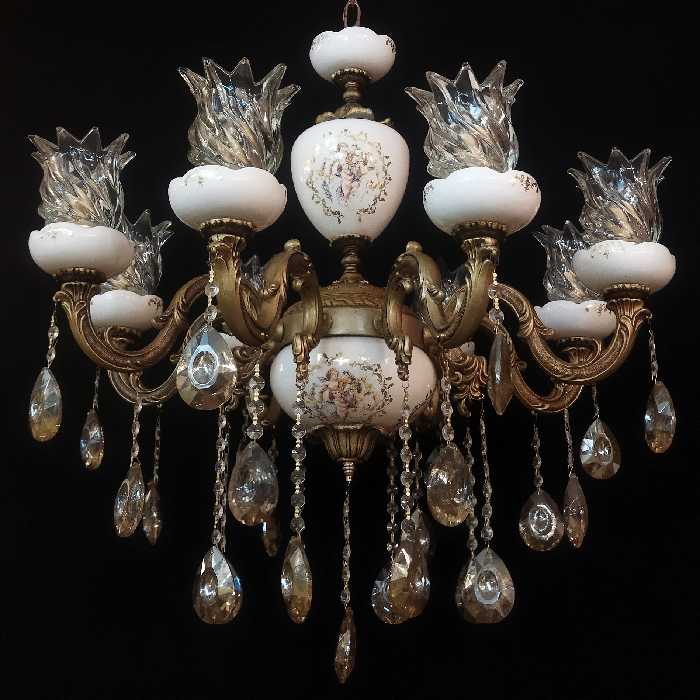 لوستر  6 شعله وسط تنه ستون سرامیک 