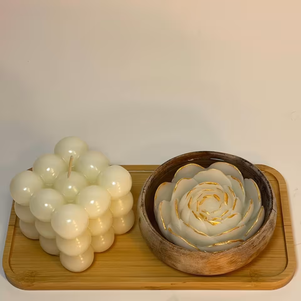 ست شمع روبیکا و گل رز پیونی یا صد برگ