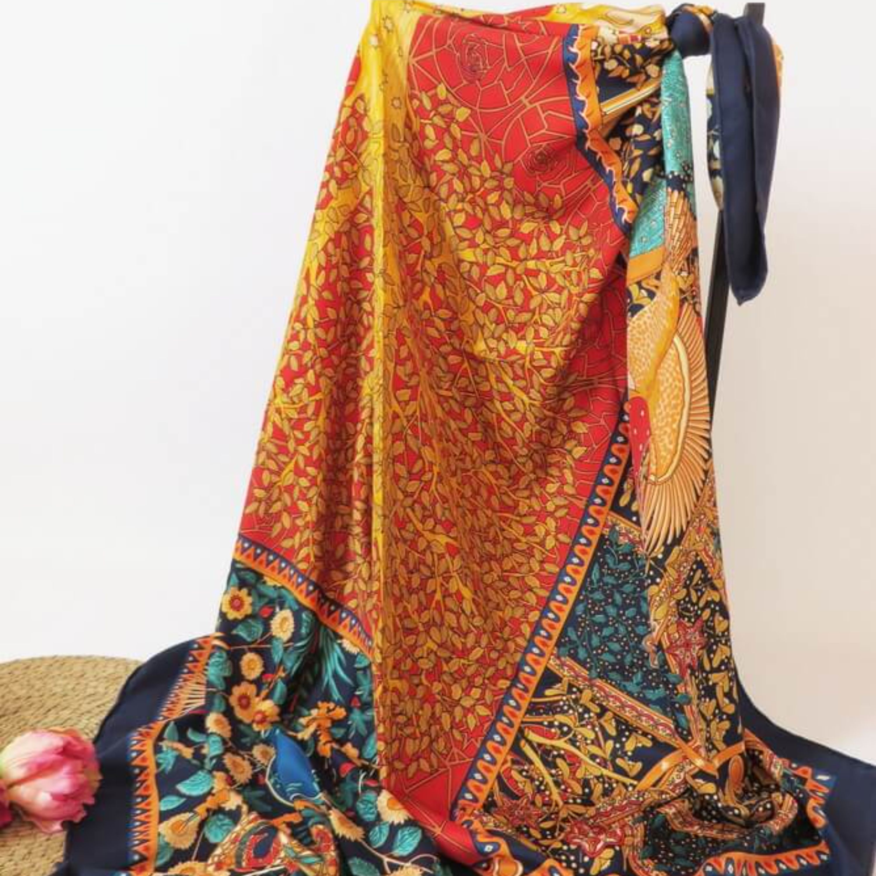 روسری ابریشم کج راه (توییل) قواره 140 وارداتی جنس اصلی