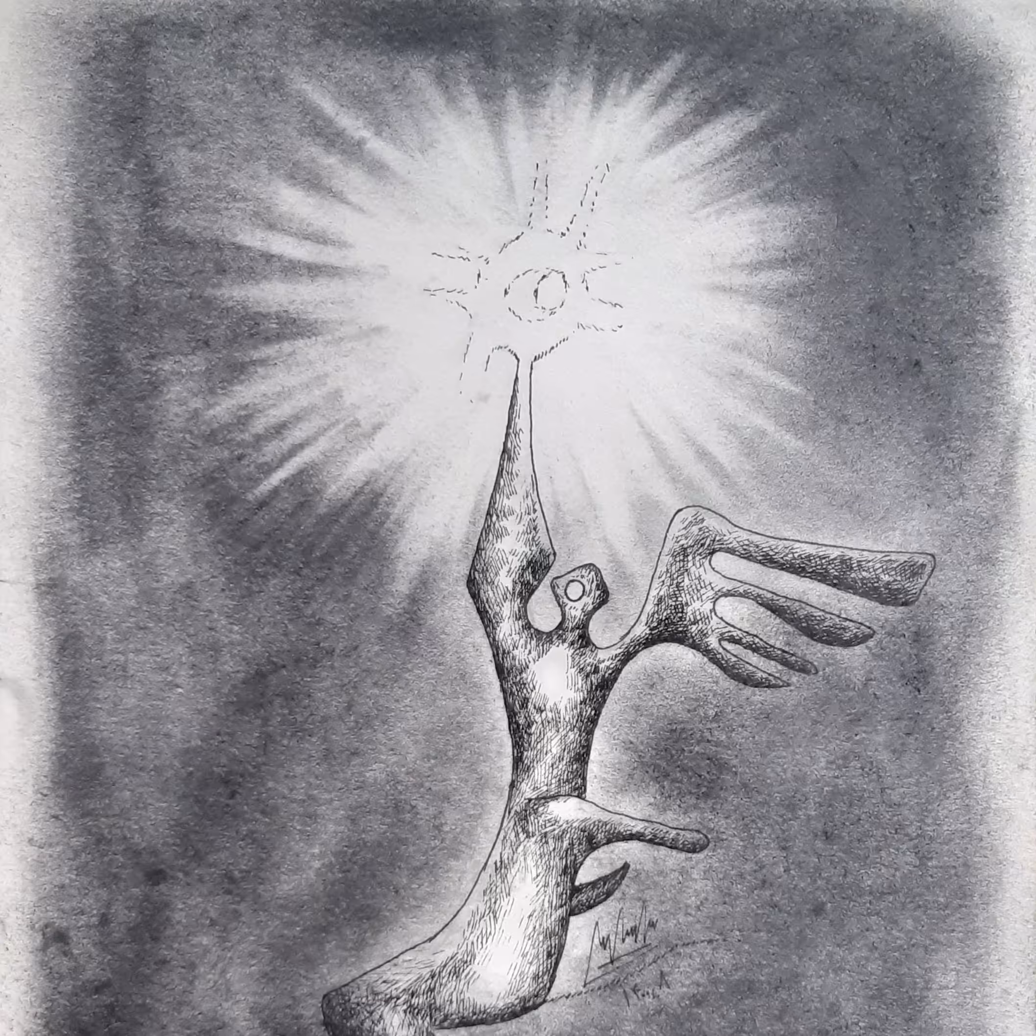 تابلو نقاشی میکس مواد مدرن سایز A4 (سرباز خورشید.اورجینال)