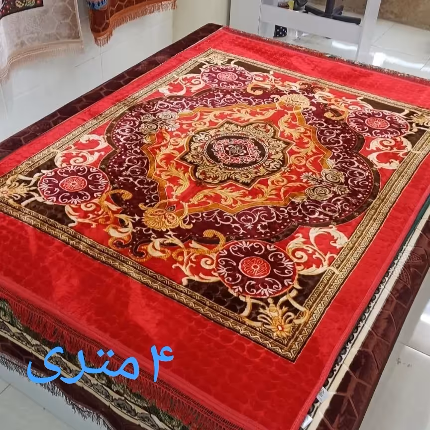 پتوفرش 4متری خارجی وارداتی از دبی مخملی ترمز دار رنگ ثابت بدون پرز دهی 