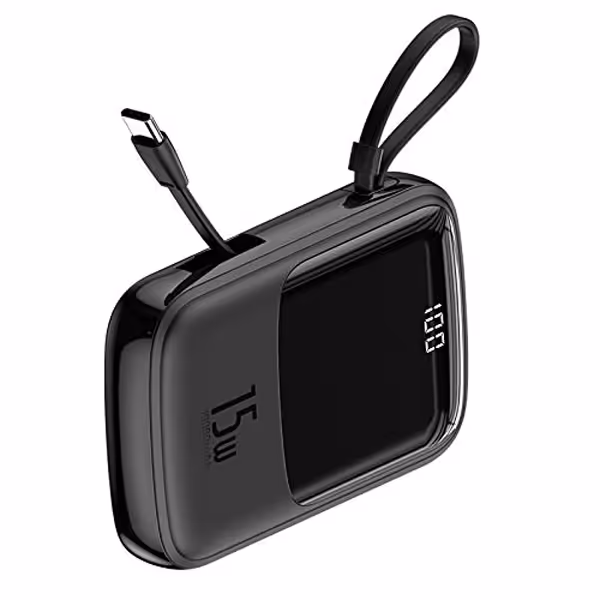پاور بانک باسئوس Baseus Q pow Digital Display 3A Power Bank 10000mAh (With IP Cable)Black
