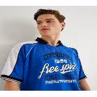 تی شرت یقه پولو آبی مردانه T POLO YAKA خط چاپی دقیق آستین کوتاه Koton