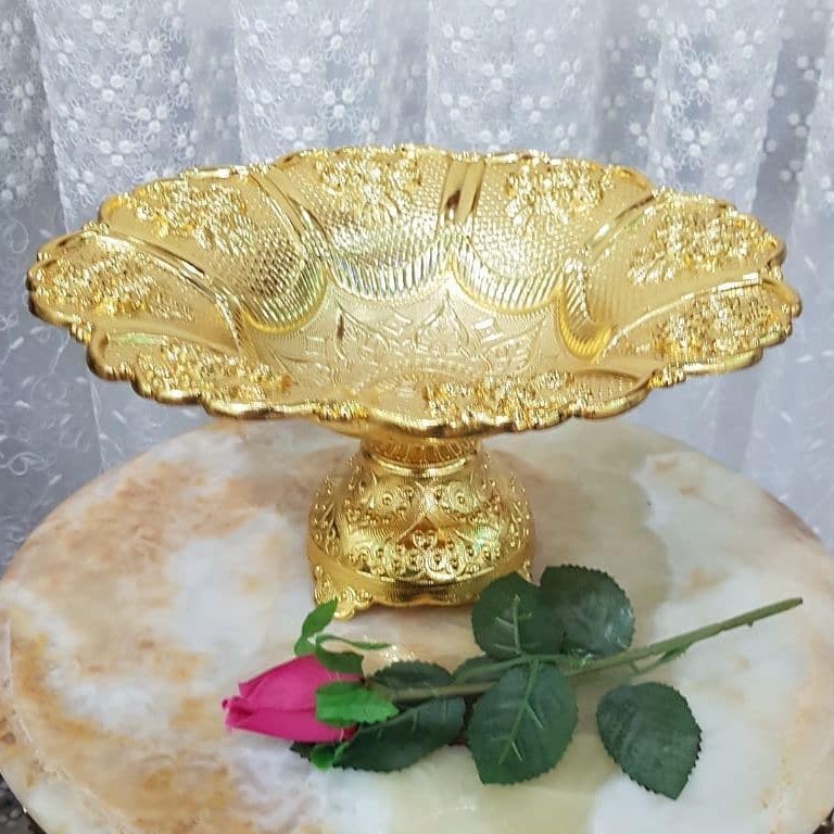 میوه خوری و شیرینی خوری طرحگل رز آسیا در دو رنگ طلایی و نقره ای