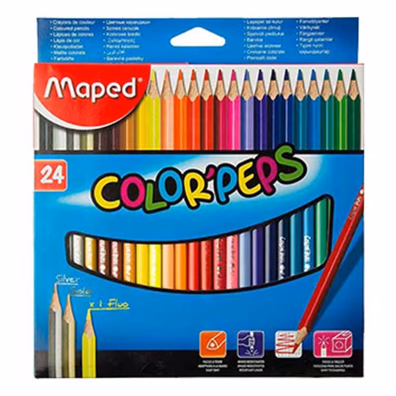 خرید مداد رنگی 24 رنگ Maped کالر پپس کد 183224 جعبه مقوایی