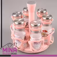 سرویس ادویه چرخشی 6عددی پایه دار با درب چرخشی