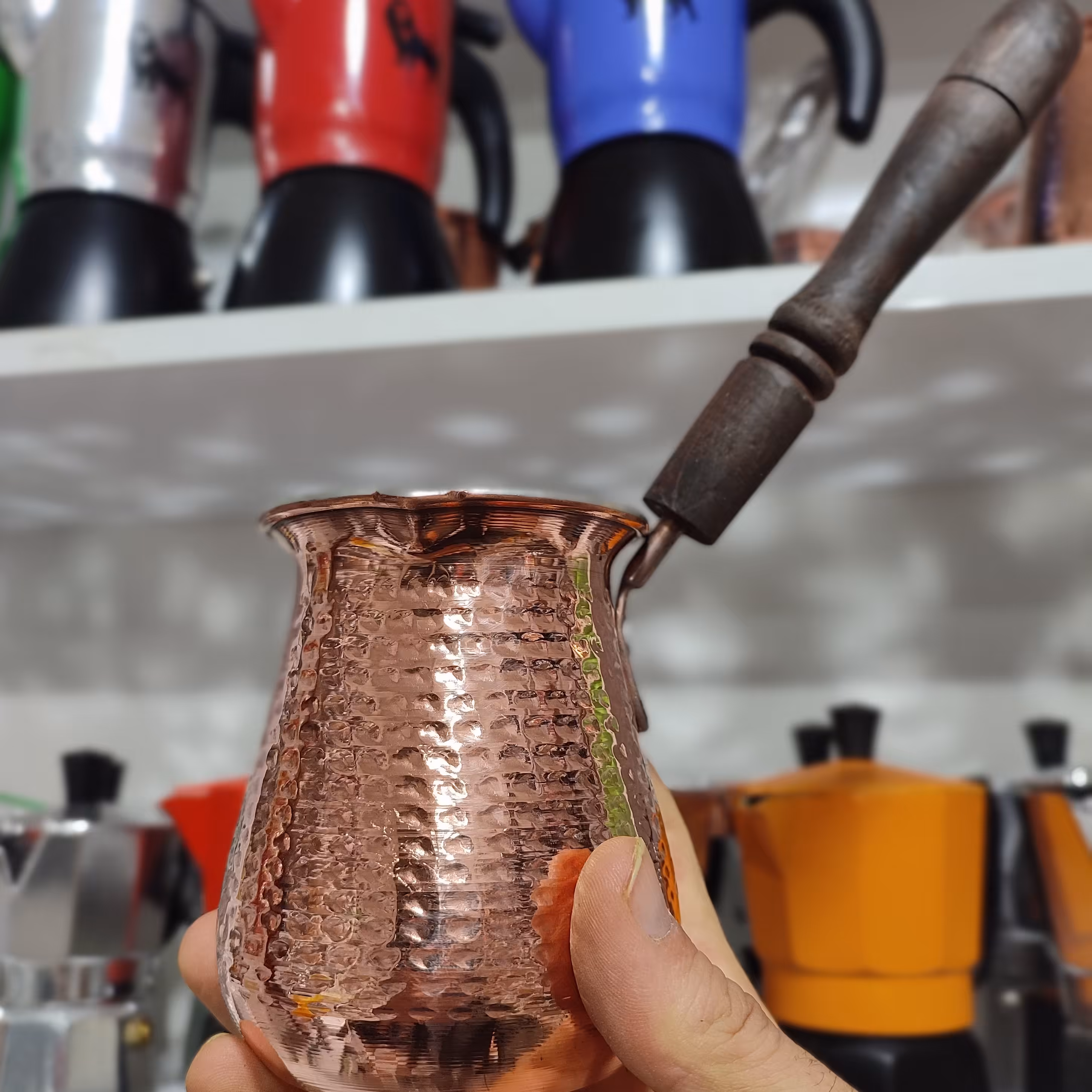 جزوه مسی (قهوه جوش مسی )مناسب برای قهوه ترک جنس مس سایز  متوسط مناسب برای 3  کاپ قهوه