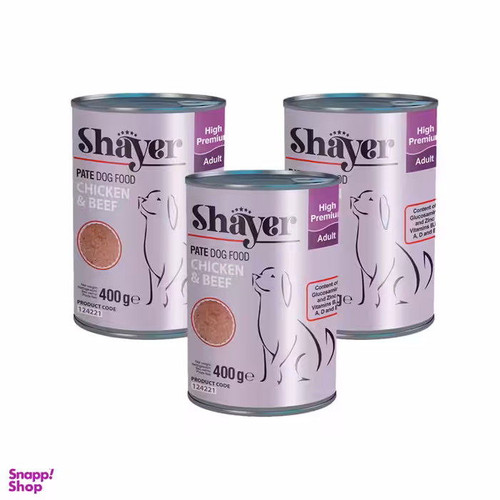 کنسرو غذای سگ شایر مدل پته مرغ و گوشت وزن 400 گرم بسته 3 عددی