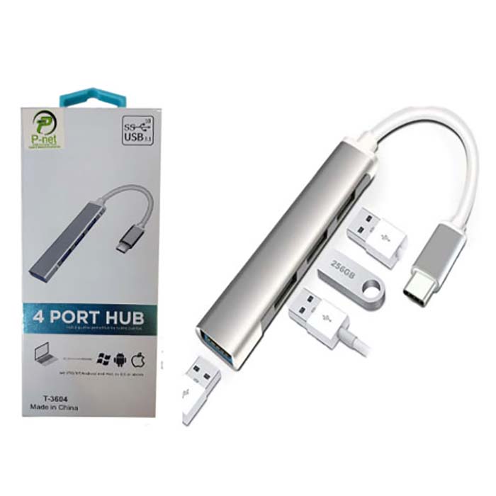 هاب 4 پورت Type-C USB3 پی نت P-Net T-3604