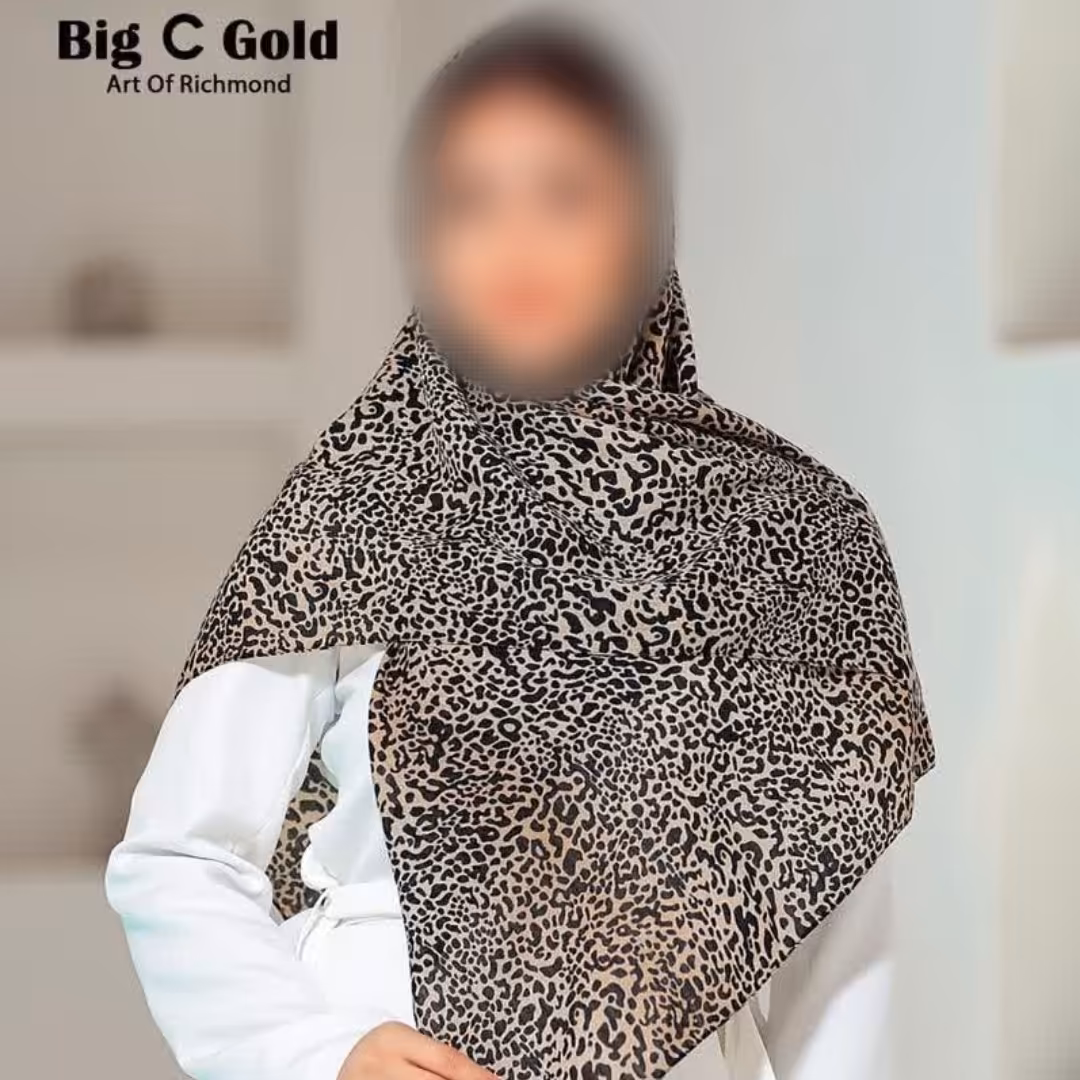 روسری نخی پلنگی قواره 100