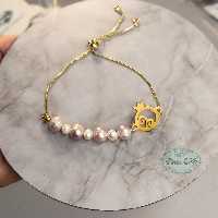 دستبند مروارید اناری استیل بند اسانسوری مهره ای