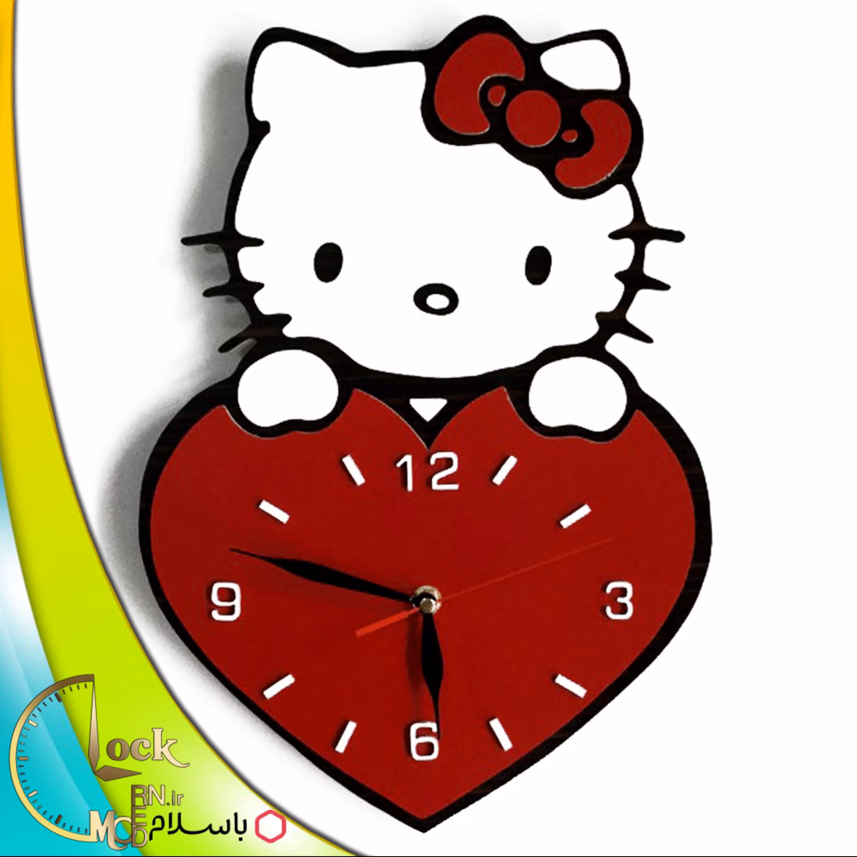 ساعت دیواری کودکانه کیتی قرمز کد 412 (پس کرایه)