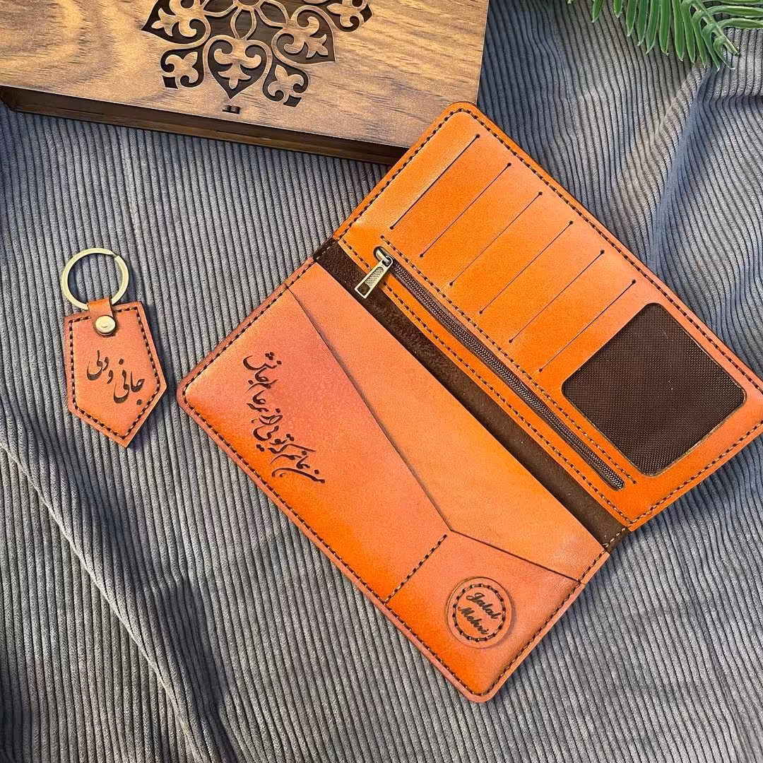 کیف پول کتی چرم گاوی با رنگی ک شما بخاین همراه با جاکلیدی قیمتش 