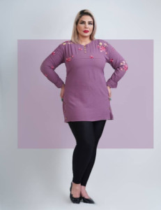 تونیک طرحدار سایز بزرگ گلدوزی