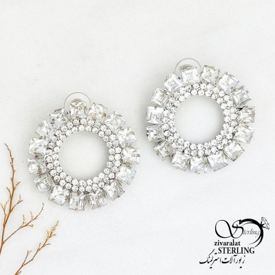 گوشواره گرد جواهری کد 12220