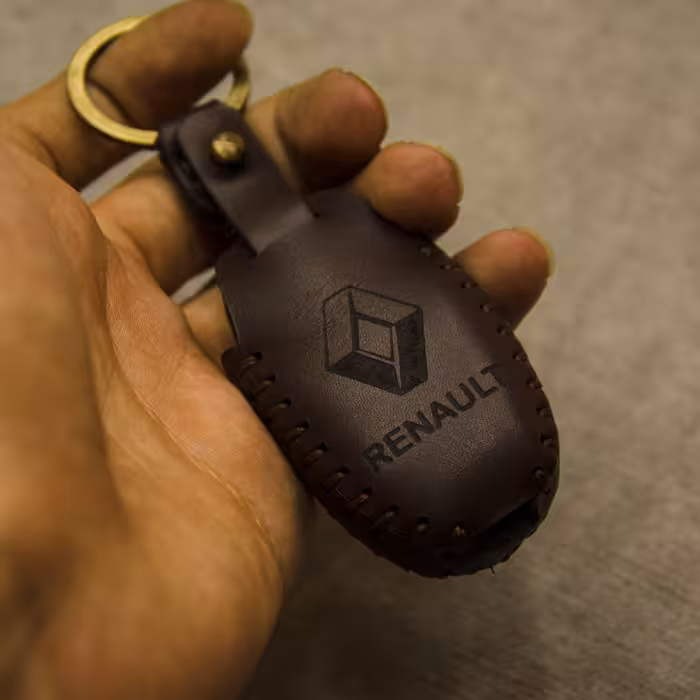 جاسوییچی چرم طبیعی گاوی قهوه ای مناسب رنو ال 90 و ساندرو