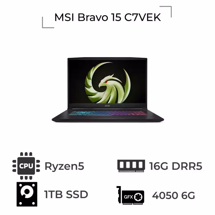 لپ تاپ MSI Bravo 15 C7VEK Ryzen5 16gddr5 1tb 4050