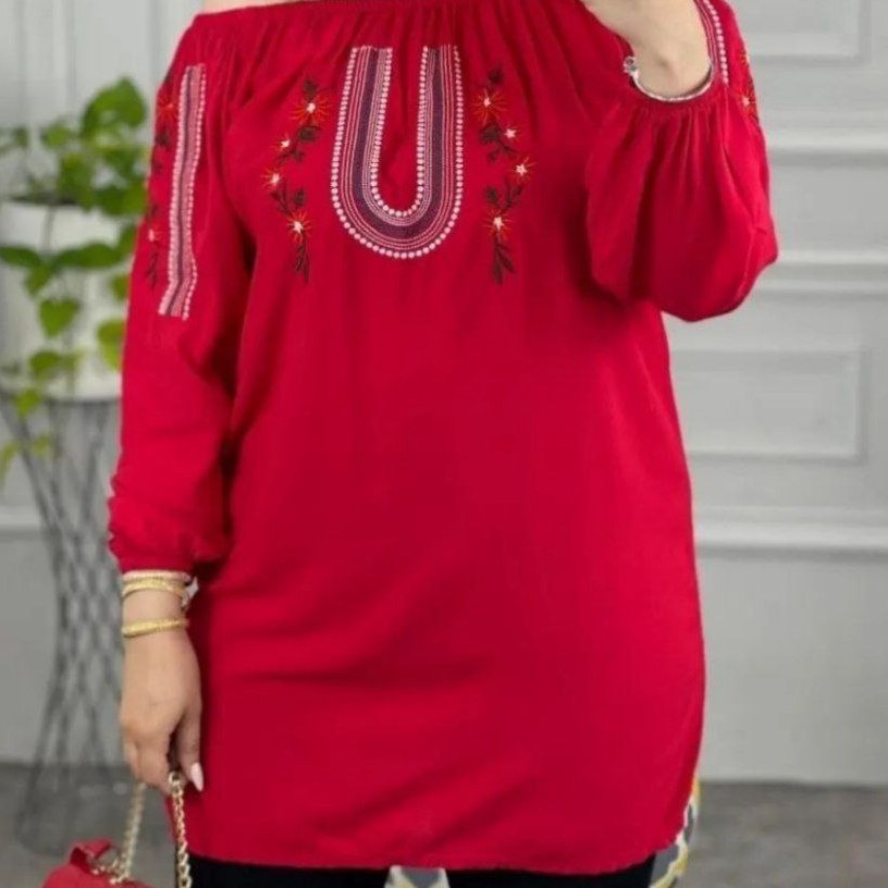 شومیز گلدوزی حراجی جنس ابر و باد درجه یک فری سایز از 38تا 46(ارسال رایگان)