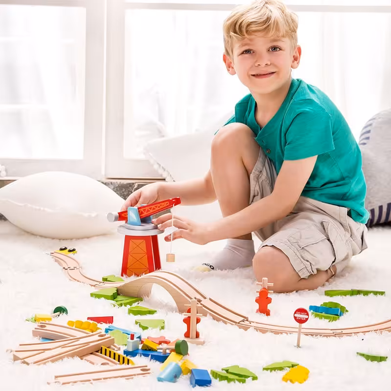 اسباب بازی چوبی ریل قطار 75 تکه  Classic World مدل 4163