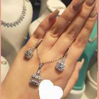 نیمست امرالدکات جواهری نقره عیار925 روکش اب طلاهمراه بازنجیر