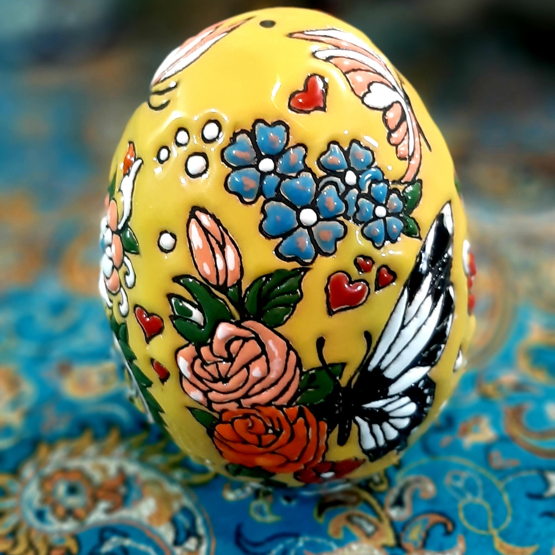 تخم غاز  سفالی میناکاری شده مخصوص سفره هفت سین (پس کرایه)