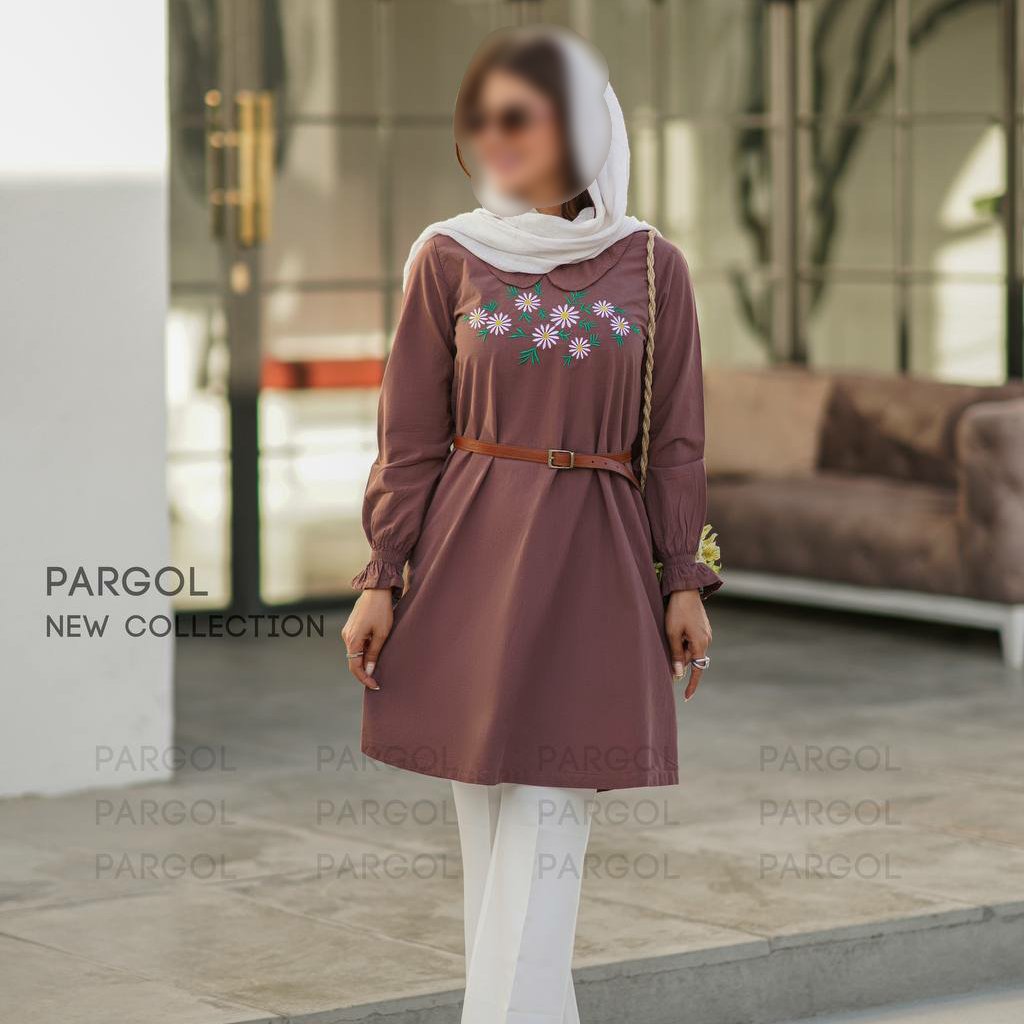 پیراهن مانتویی  گلدوزی شده مدل مهلا  پارچه الیاف طبیعی 