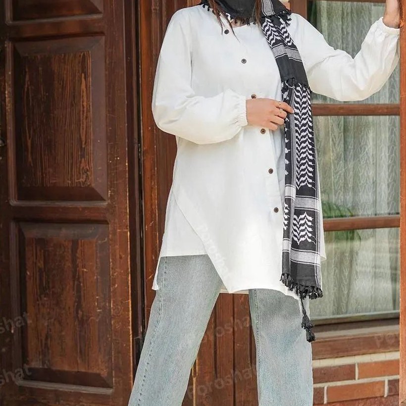 شومیز مانتویی رنگ سفید