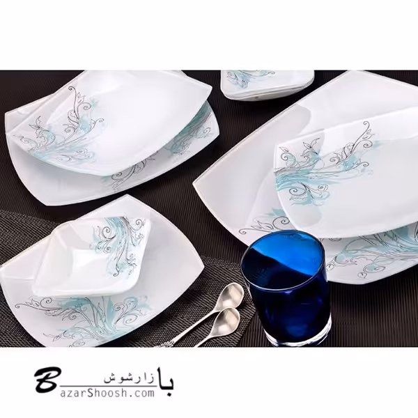 سرویس 6 نفره غذا خوری 25 پارچه بلور آرکوفام طرح اسکای