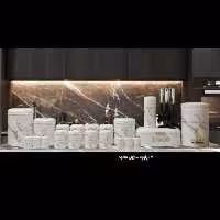 سرویس اشپزخانه 27 پارچه ماربل رنگ سفید