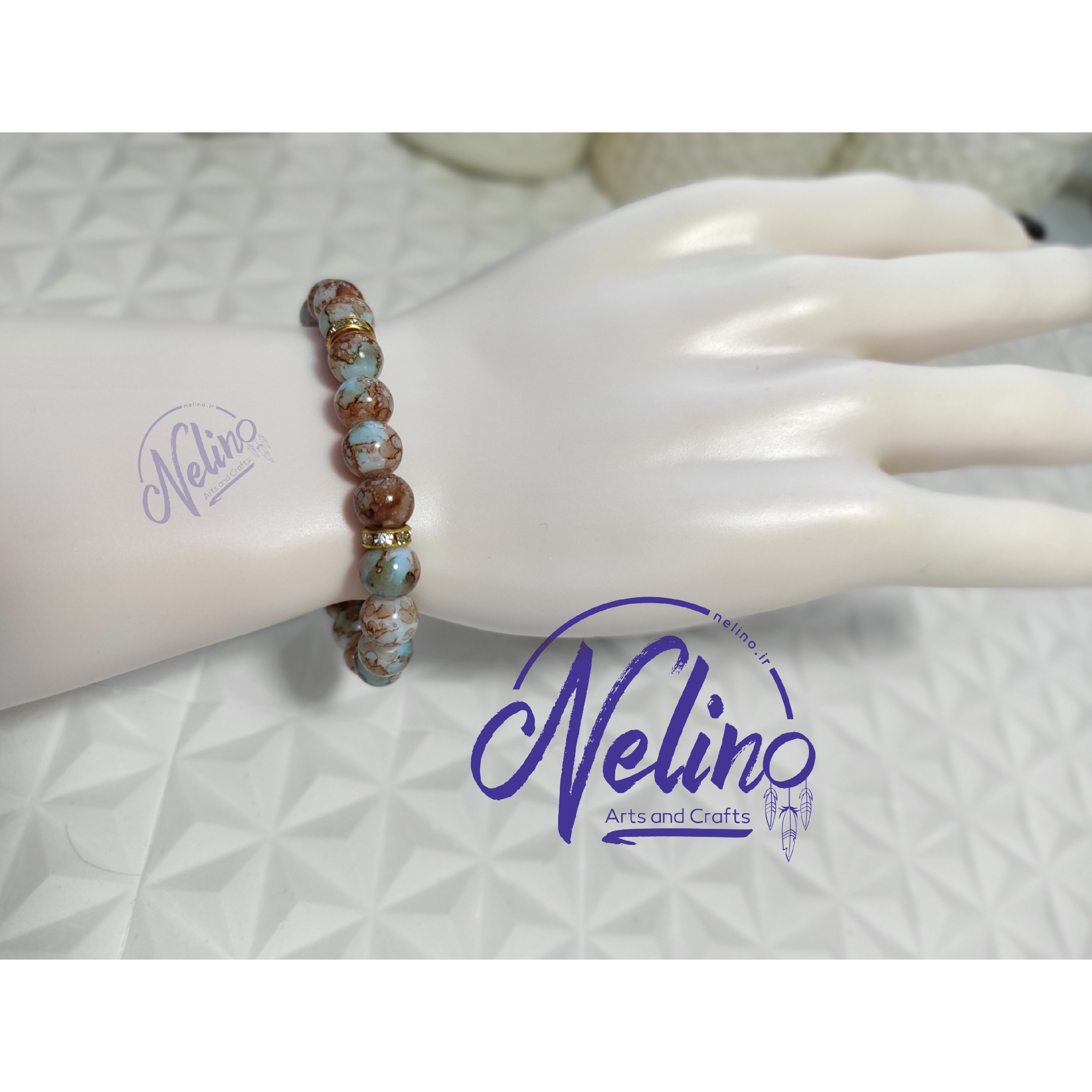 دستبند  رنگ آبی بژ